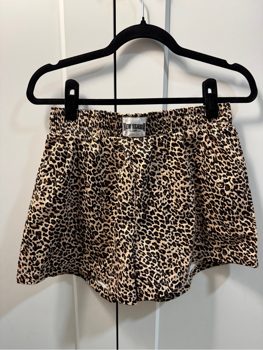 SHEIN Leopard Print Athletic Shorts - Tan & Black